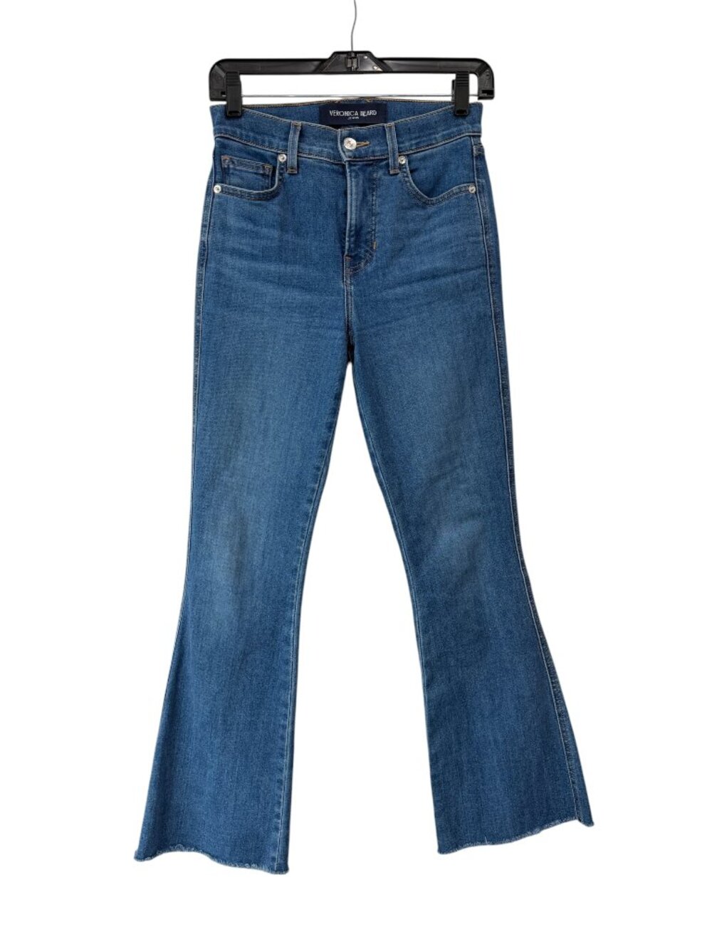 $298 Veronica Beard Blue Carson Ankle Flare High Rise Denim Jeans size 25/27" - Picture 4 of 7